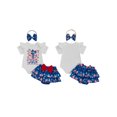 thumbnail image 2 of BemeyourBBs Newborn Baby Girl My First 4th of July Outfit Patriot Independent Day Summer Clothes Letter Print Flying Sleeve Romper Star Bow Tiered Ruffled Shorts Skirt Headband Set, 2 of 9
