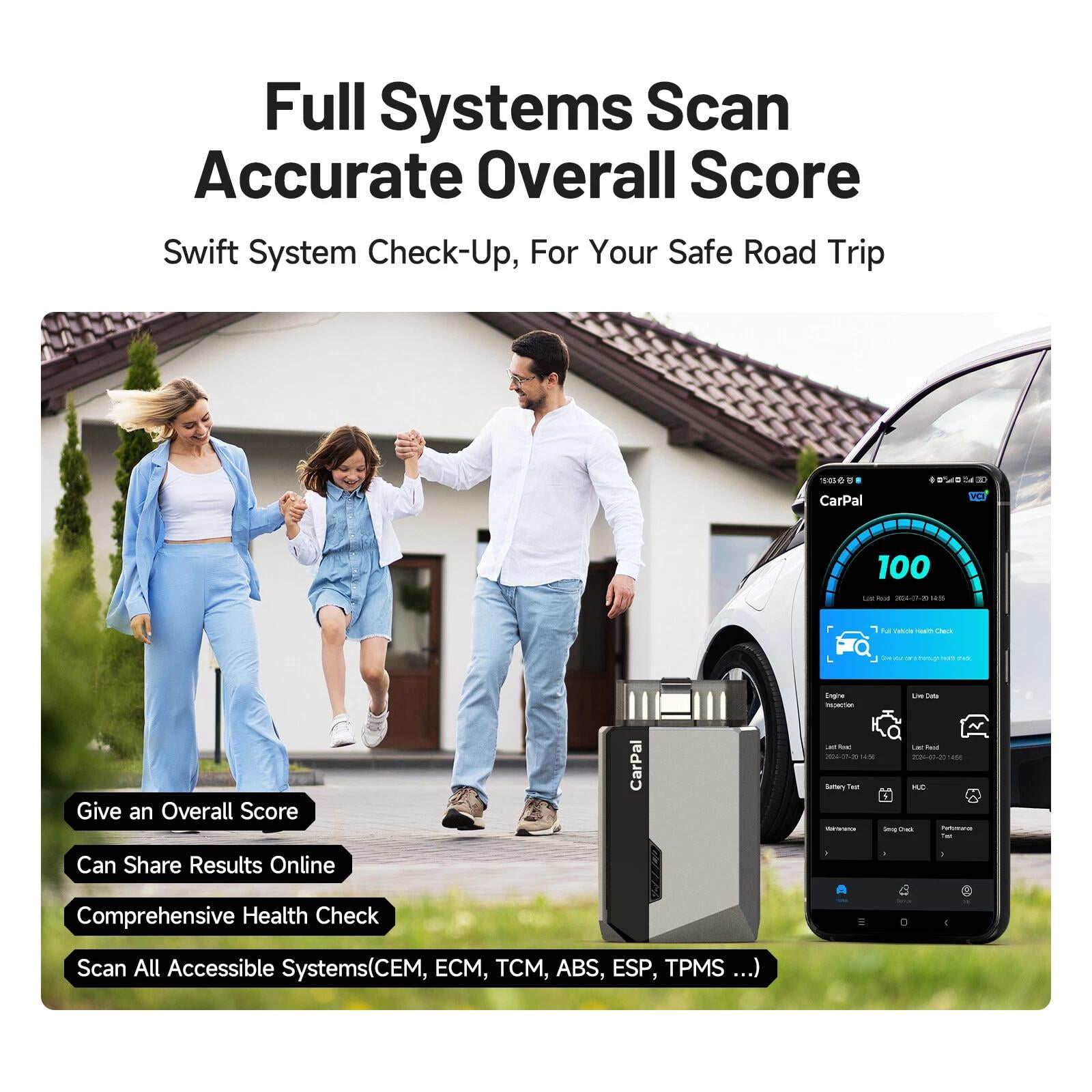 TOPDON OBD2 Scanner Carpal Code Reader Bluetooth, Vehicle Health Check, 6 Maintenance Services,All System Diagnostic iOS & Android