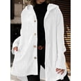 thumbnail image 6 of Women'S Fall Jacket with Hood Casual Button Down Hooded Long Sleeves Loose Corduroy Jackets with Pockets White XXL, 6 of 7