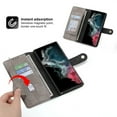 thumbnail image 4 of SaniMore for Samsung Galaxy S22 Ultra 6.8" 2022 Wallet Case, [Removeable Wrist Strap][Zipper Cash Pocket + Card Slots] Flip Kickstand Full Protective Magnetic Closure Retro Cover, Black+Gray, 4 of 11