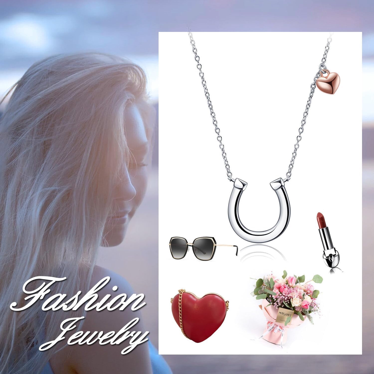 YAFEINI Horseshoe Necklace for Women 925 Sterling Silver Lucky Horse equestrian Horse shoe stirrup Jewelry Gifts “15+2'' (silver)