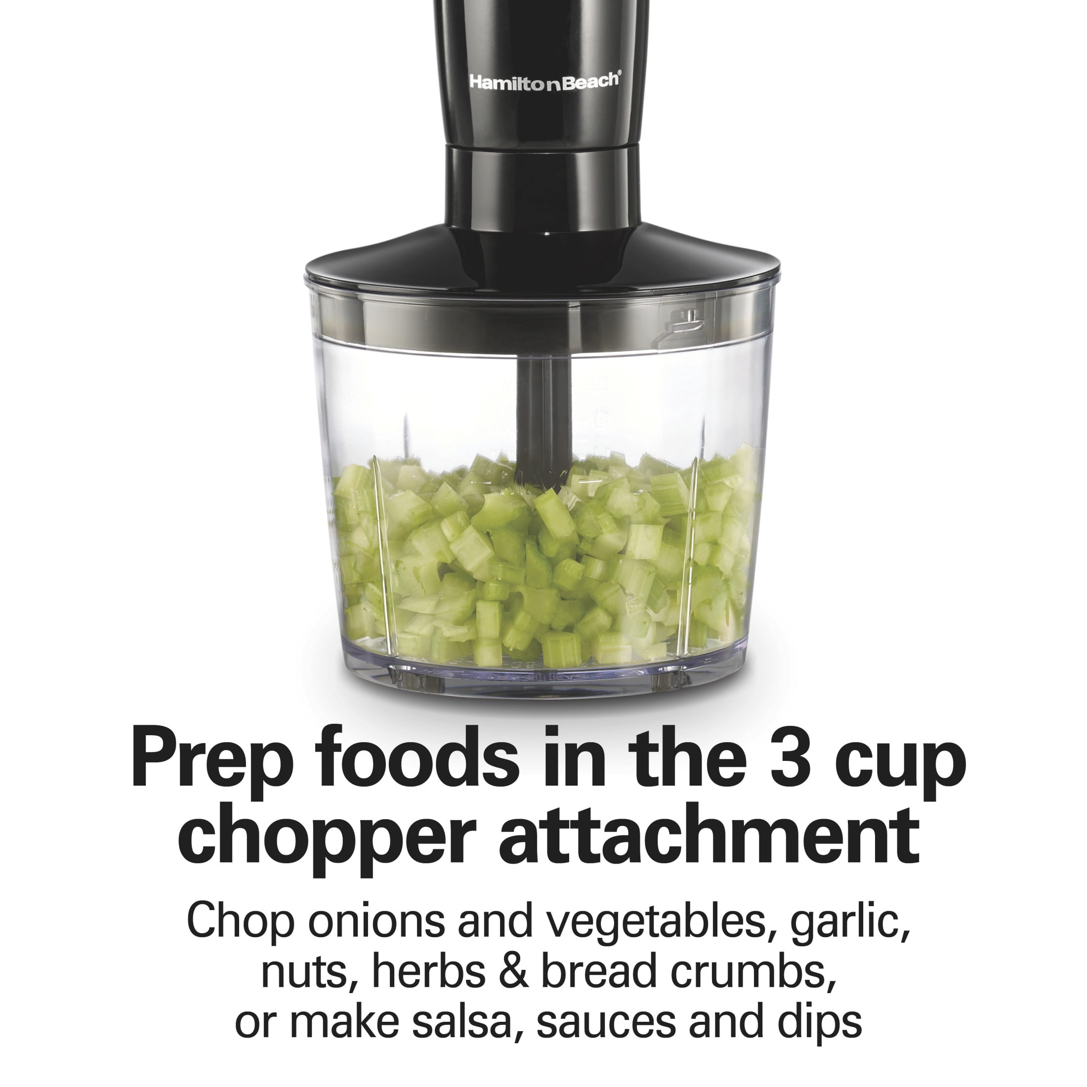 Hamilton Beach Immersion Hand Blender for Kitchen with Blending Wand, Whisk & Chopping Bowl, Black