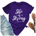 thumbnail image 1 of B91xZ Hauts Grande Taille pour Femmes Col Rond Chemises Manches Courtes Amples Tunique Unie, Violet 3TG, 1 of 4