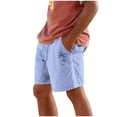 thumbnail image 2 of Men's Summer Shorts Beach Drawstring Elastic Waist Comfortable Breathable Outdoor Vacation Shorts Blue, 2 of 5