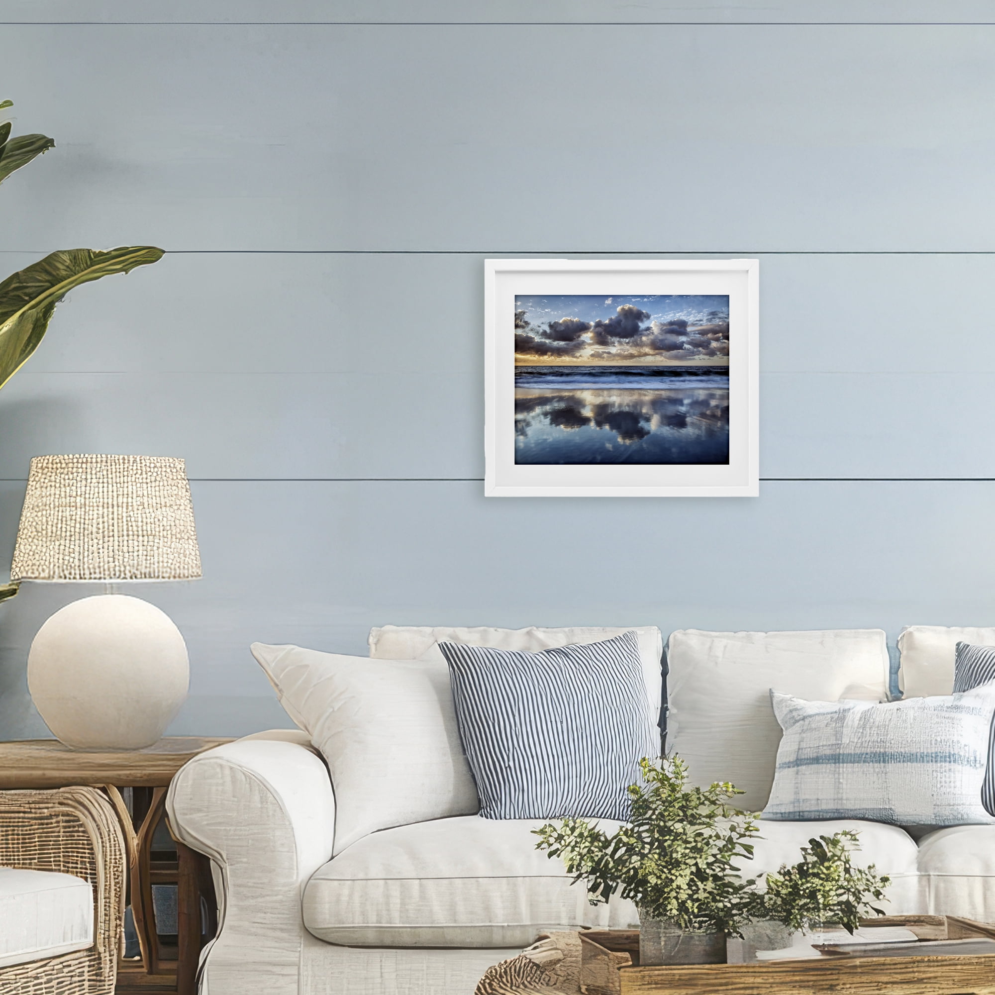 Stupell Industries Reflective Clouds Seascape White Framed Print Under Glass, design by Superstock Partners LLC