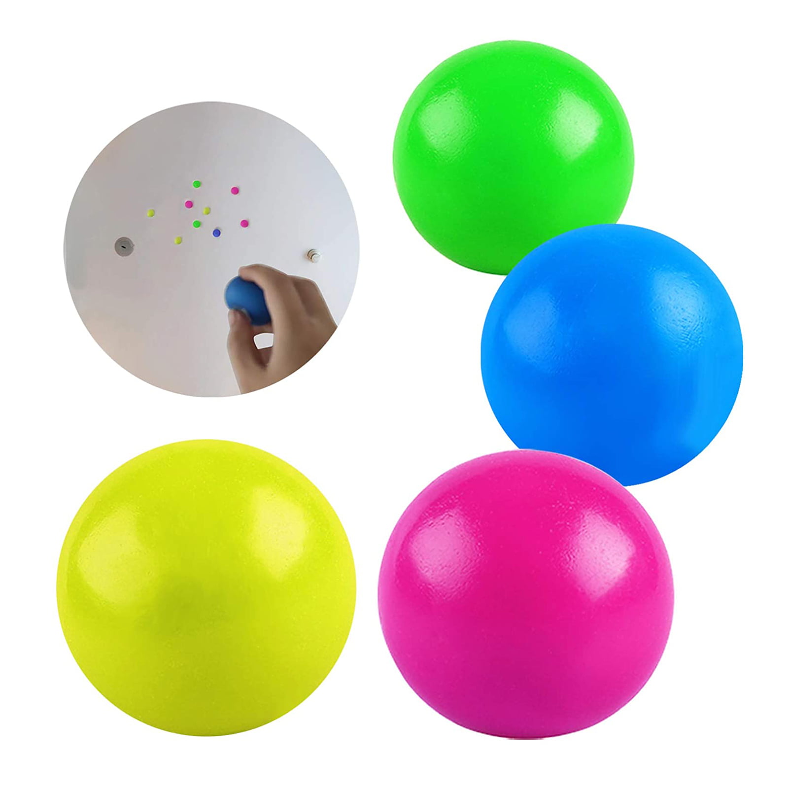 Details about   4pcs Set Glowing Sticky Wall Balls Stress Reliever Toy Squeeze Luminous Kids Toy 