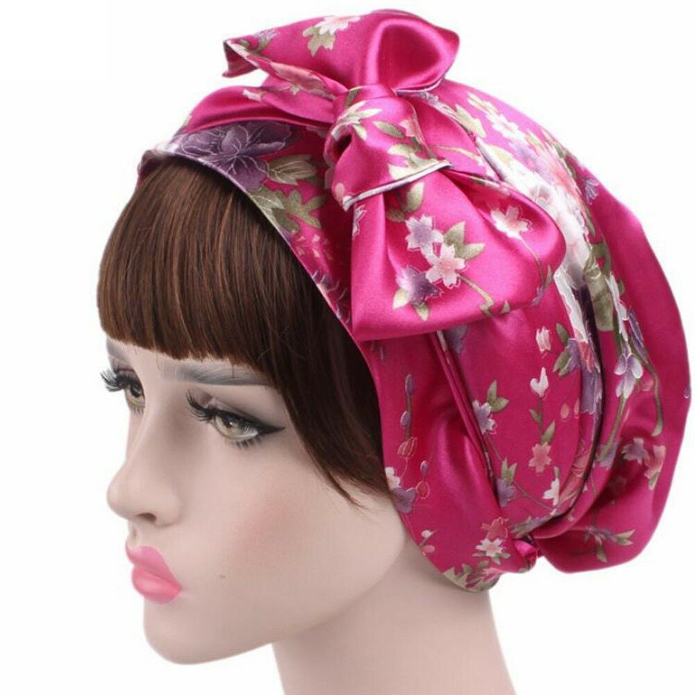 Adjustable Satin Bonnet Night Sleep Hat Chemo Caps Hair Care Head Wrap Cover 