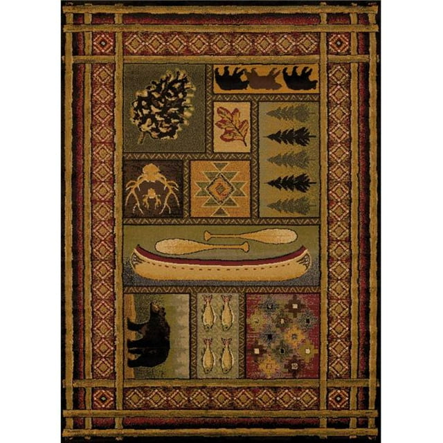 United Weavers 750 01443 58 5 ft. 3 in. x 7 ft. 2 in. Affinity Lodge Canvas Area Rug, Multicolor