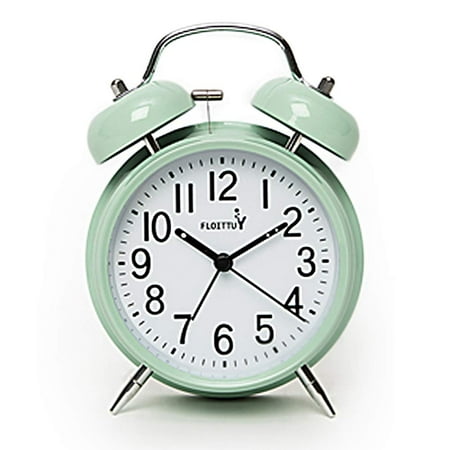 Loud Alarm For Deep Sleepers 4'' Bell Clock With Backlight Bedroom And Home Decoration(green)