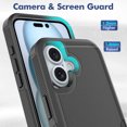 thumbnail image 5 of Allytechgroup Compatible for Apple iPhone 16, Rugged Shockproof Military Grade Protection Dual Layers Hard PC TPU Phone Case for iPhone 16, Black, 5 of 5