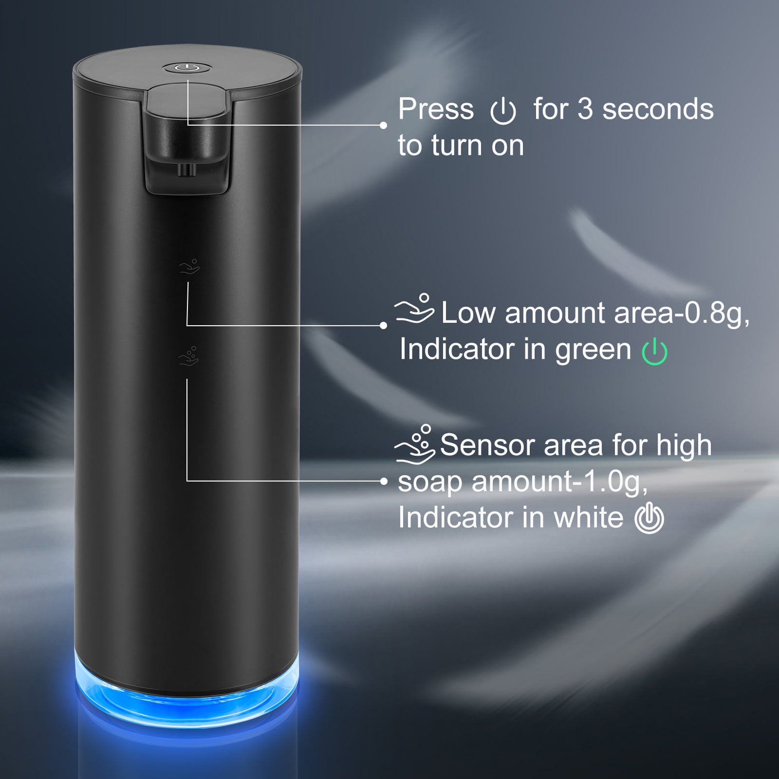 Automatic Foaming Soap Dispenser: Rechargeable Touchless Soap Dispenser Stainless Steel Foam Soap Dispenser for Bathroom Hand Soap Pump for Kitchen Xmas Gift, 9oz, Black