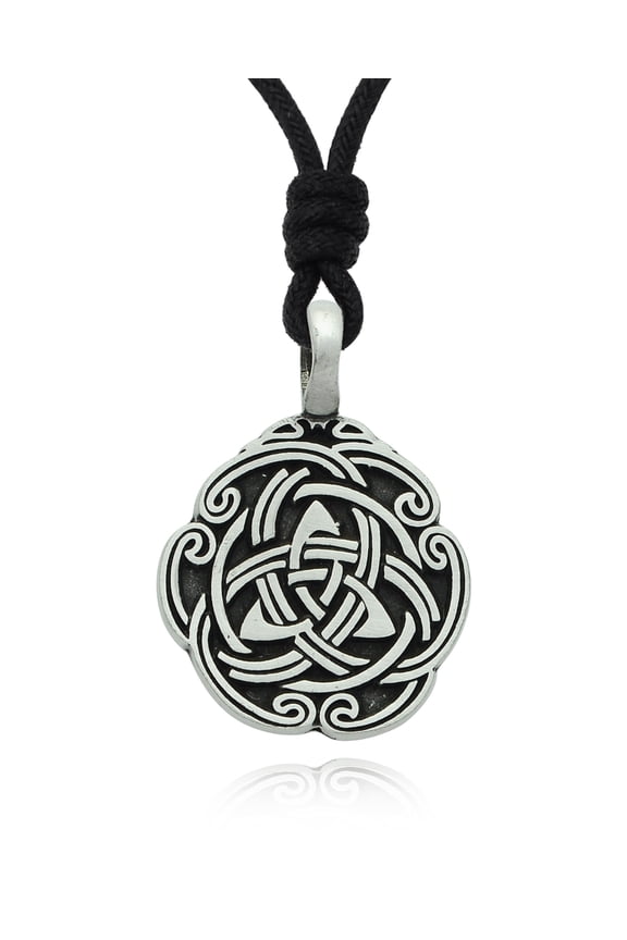 Celtic Trilogy Shield Silver Pewter Charm Necklace Pendant Jewelry With Cotton Cord