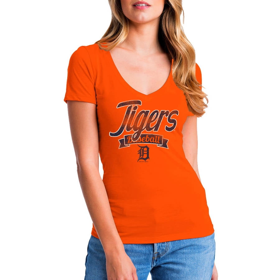 MLB Detroit Tigers Women's Short Sleeve Team Color Graphic Tee