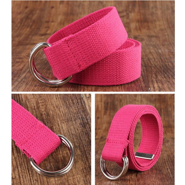 Toile en Métal Ceinture de Remplacement Sans Fading Exquise Facile Correspondant Toile en Métal Anti-Rouille Double Anneau Réglable Jeans Ceintures Courtes Rose Rouge