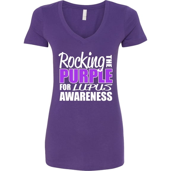 Inktastic Rocking the Purple for Lupus Awareness Women's V-Neck T-Shirt