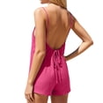thumbnail image 7 of MuXiKeJi Clothes Linen Rompers for Women Casual Sleeveless Halter Short Overalls Spaghetti Strap Shorts Jumpsuit with Pockets, 7 of 7