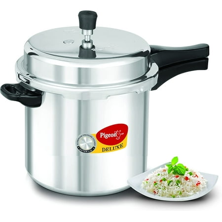 

Pigeon - Deluxe Aluminum Outer Lid Stovetop Pressure Cooker - Cook delicious food in less time: soups rice legumes and more - 10 Liters