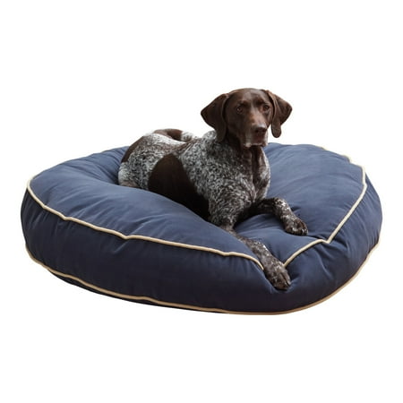Happy Hounds Scout Round Reversible Pillow Dog Bed, Denim, Large
