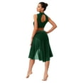 thumbnail image 4 of inlzdz Lyrical Dance Outfits for Women Sequin Crop Top Mesh Tulle Skirt Stage Performance Dancewear Dark Green S, 4 of 5