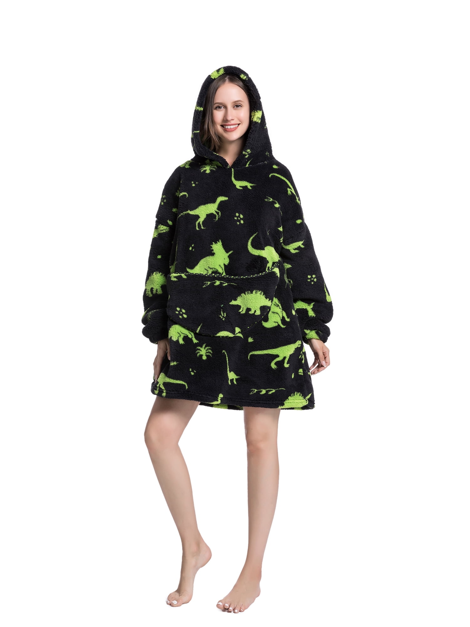 Oversized Hoodie Blanket Wearable Blanket Sweatshirt Plush Warm Cozy Fleece Top for Women Men Kids