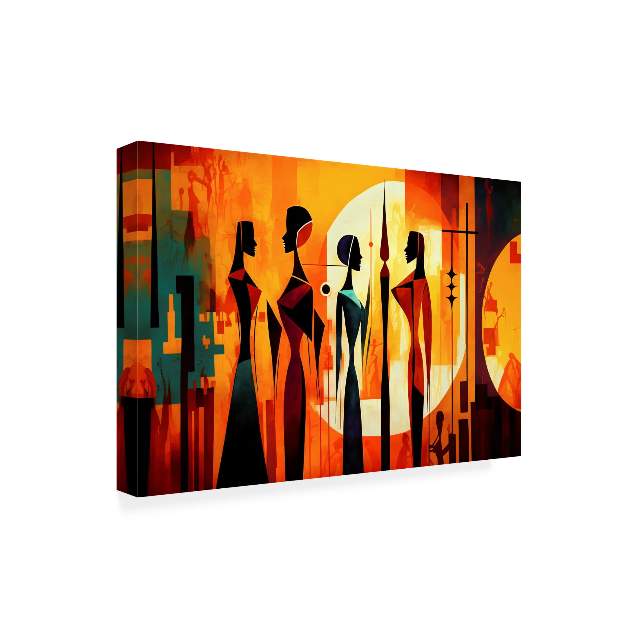 Canvas Wall Art - Ray Heere 'Mid Century Celebration Of All Cultures 9' Wall Art for Living Room, Bedroom, or Office Décor by Trademark Fine Art - 32 x 22 Inches