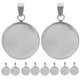 thumbnail image 1 of 20Pcs DIY Colgante de joyería Accesorios Acero inoxidable Ronda Bandejas de joyería Kit de cubiertas para collar de cadena de cuello (Plata 18 mm), 1 of 5