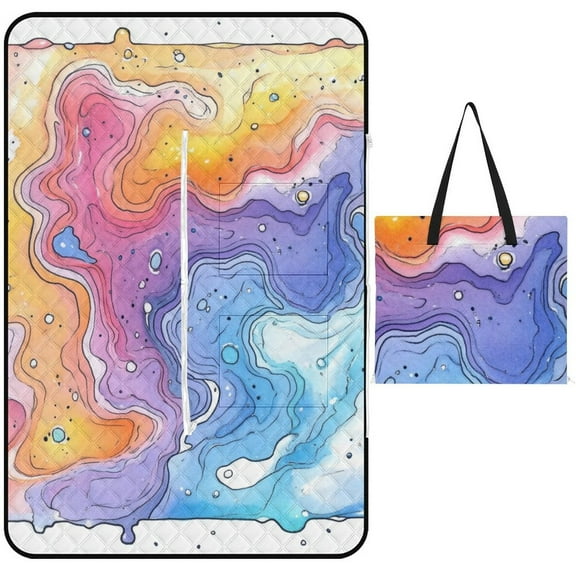 Colorful Tie Dye Vortex Waterproof Picnic Blanket with Foldable Zipper, Suitable for Outdoor Use, Suitable for Travel, Camping, Beaches, Parks, Grasslands, Picnic Blanket Accessories