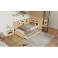 thumbnail image 6 of Twin Size Wood Daybed w/ Storage, USB, Trundle - Natural Finish, 85"x50" Solid Pine Daybed for Living Room/Guest Room - No Box Spring Needed, 6 of 19