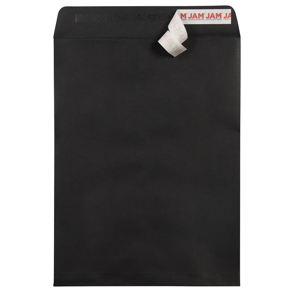 JAM Paper Black 9 x 12 Open End Catalog Peel and Seal Envelopes, Bulk 500 Per Box