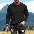 thumbnail image 2 of RYDCOT Men's Jacquard Fabric Crewneck Sweatshirt Textured Long Sleeve Casual Lightweight Pullover Shirt Black, 2 of 5