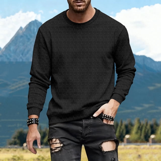 pstuiky camisetas de manga larga para hombre, Sudadera deportiva informal de manga larga para hombre, color liso camisetas de hombre l
