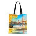 thumbnail image 1 of JSDART Sac Fourre-Tout en Toile Pont de Porte Dorée Bleue San Francisco Californie Usa Rouge Sac à Provisions Réutilisable, 1 of 1