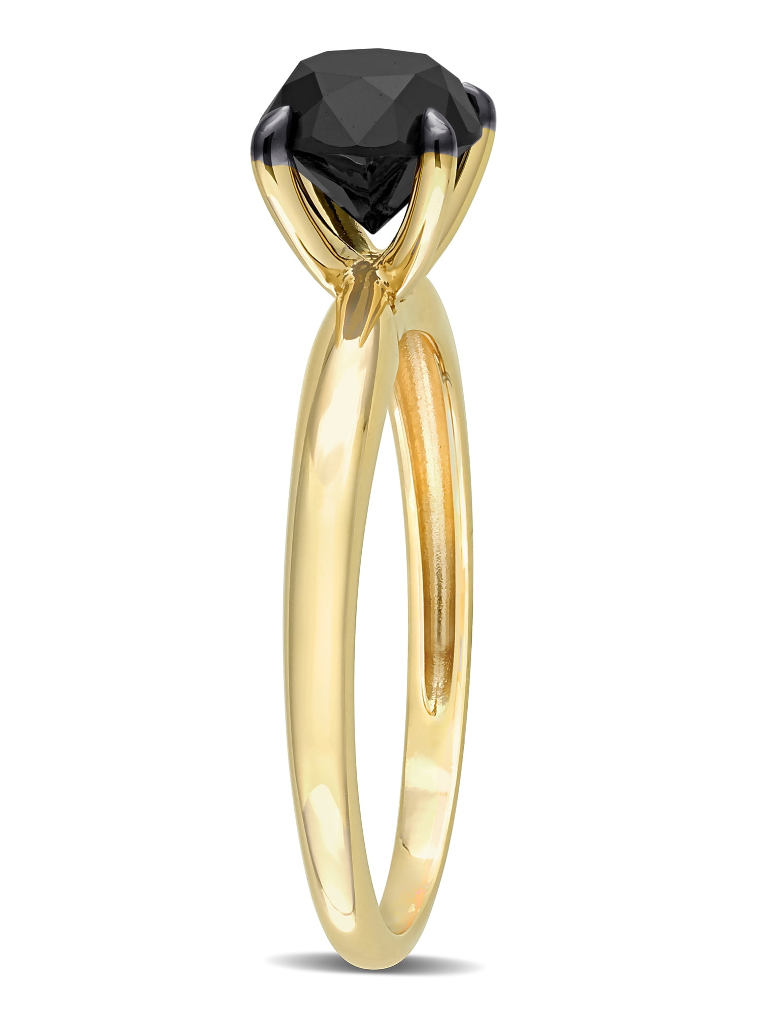 Miabella Women's 1-1/2 Carat T.W. Black Diamond 10kt Yellow Gold Solitaire Engagement Ring