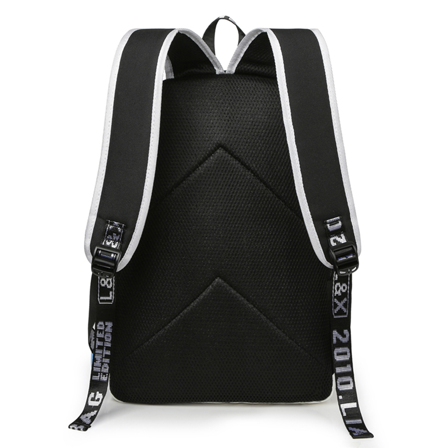 Mochilas escolares para niños, bolso escolar de moda de gran capacidad, impermeable con puerto de carga USB, estampado de astronauta en negro 5