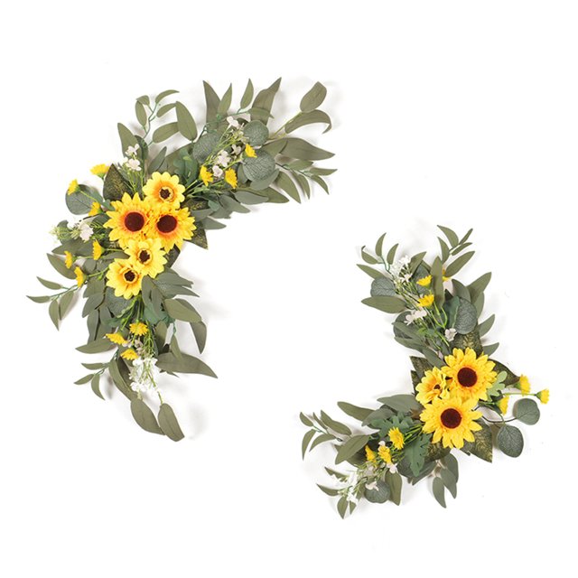 Juego de dos piezas de flores de bienvenida para boda (juego de flores de marca de agua de girasol) (tamaño grande 60*35 cm/tamaño pequeño 40*30 cm)