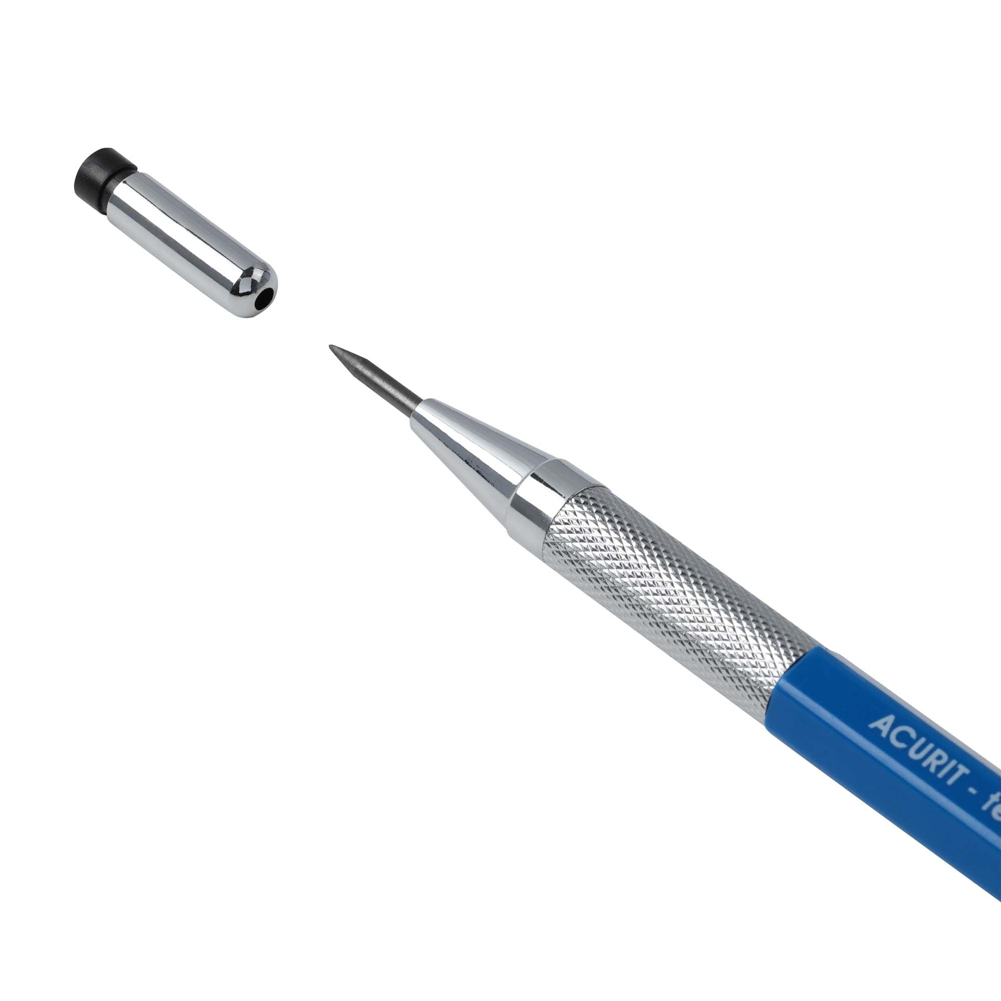 Acurit 2.0 mm Drafting Pencil with Pack of 2B Refill Leads - Value Pack of 10 - Drawing Mechanical Pencils for Artists, Drafters, and Engineers - Metal Threaded Anti-Skid Grip, Lead Grade Indicator