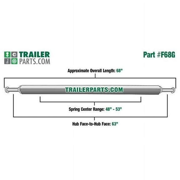 Tie Down Engineering 49541 2 in. Galvanized Square Trailer Axle - 2,000 lbs Capacity with 1.06 in. Spindles - 63 in. Hub Face