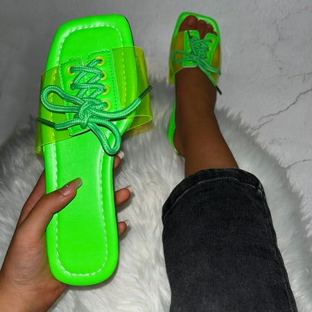 

BRISEZZS Womens Slide Sandals- Open Toe Solid Fashion Casual New Style Summer Flat Slide Sandals #693 Green-40