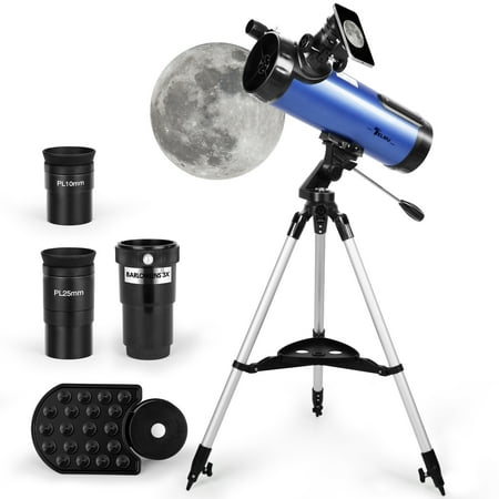TELMU Telescope for Adults and Kids( Adjust 29.9-46.6in), 114mm Aperture 500mm AZ Mount Astronomical Reflector with Phone Adapter