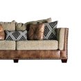thumbnail image 2 of HomeRoots Decor Leatherette and Chenille Fabric Upholstered Sofa, Brown and Beige, 2 of 3
