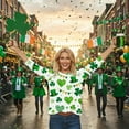 thumbnail image 4 of Funny St Patricks Day Shirt Women Crew Neck 3/4 Sleeve Top Clover Print Shirt Irish Green Blouse Casual Loose Fit Tees Tops, 4 of 6