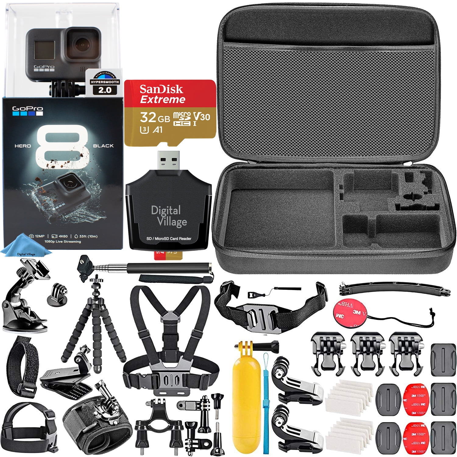GoPro HERO8 Black with Deluxe Accessory Bundle ? Includes SanDisk Ext