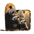 thumbnail image 2 of Sikiie Maple Forest Panda Oven Mitts and Pot Holders Set, Kitchen Oven Glove High Heat Resistant with Non-Slip Silicone Surface for Cooking, 2 of 7