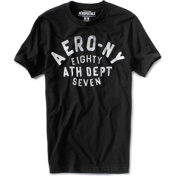Aeropostale Camiseta gráfica Aero-ny para hombre, negra, grande