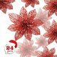 thumbnail image 1 of 24 piezas de adorno rojo con purpurina de Pascua de Navidad, decoración de árbol de Navidad, flores de Navidad, adorno de decoración navideña para fiesta de Navidad, decoración del árbol de, 1 of 5