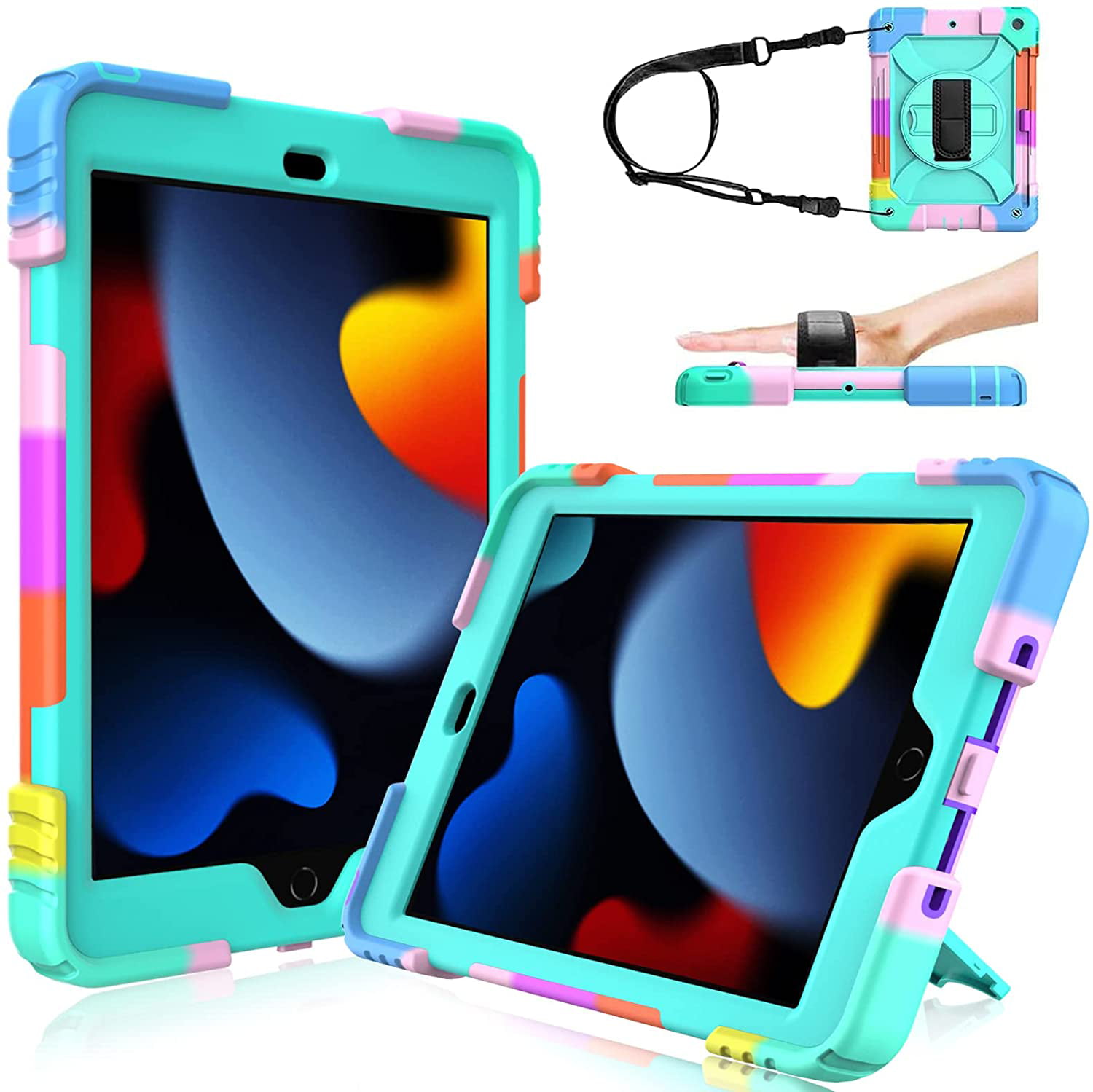 9.7Inch Case Colorful Design Leather Stand Case for Apple iPad Air Bear Village iPad Air Black 1 Anti Scratch Shell with Adjust Stand 9.7Inch