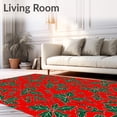 thumbnail image 2 of ODIKA 4'x6' Machine Washable Non-Slip Area Rug, Festive Holly Lattice Accent With Classic Winter Motifs High Traffic Rug with Pad, Red, 611154, 2 of 8