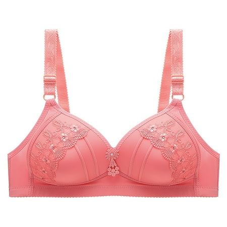 Just Released Large Size Bras  Front Button  Comfortable Underwear  Middle Aged Women  Elastic Material  Non-Steel Ring  Soft Bra  Nursing Bra  Everyday Wear  Plus Size Tracksuit|Cotton Pink