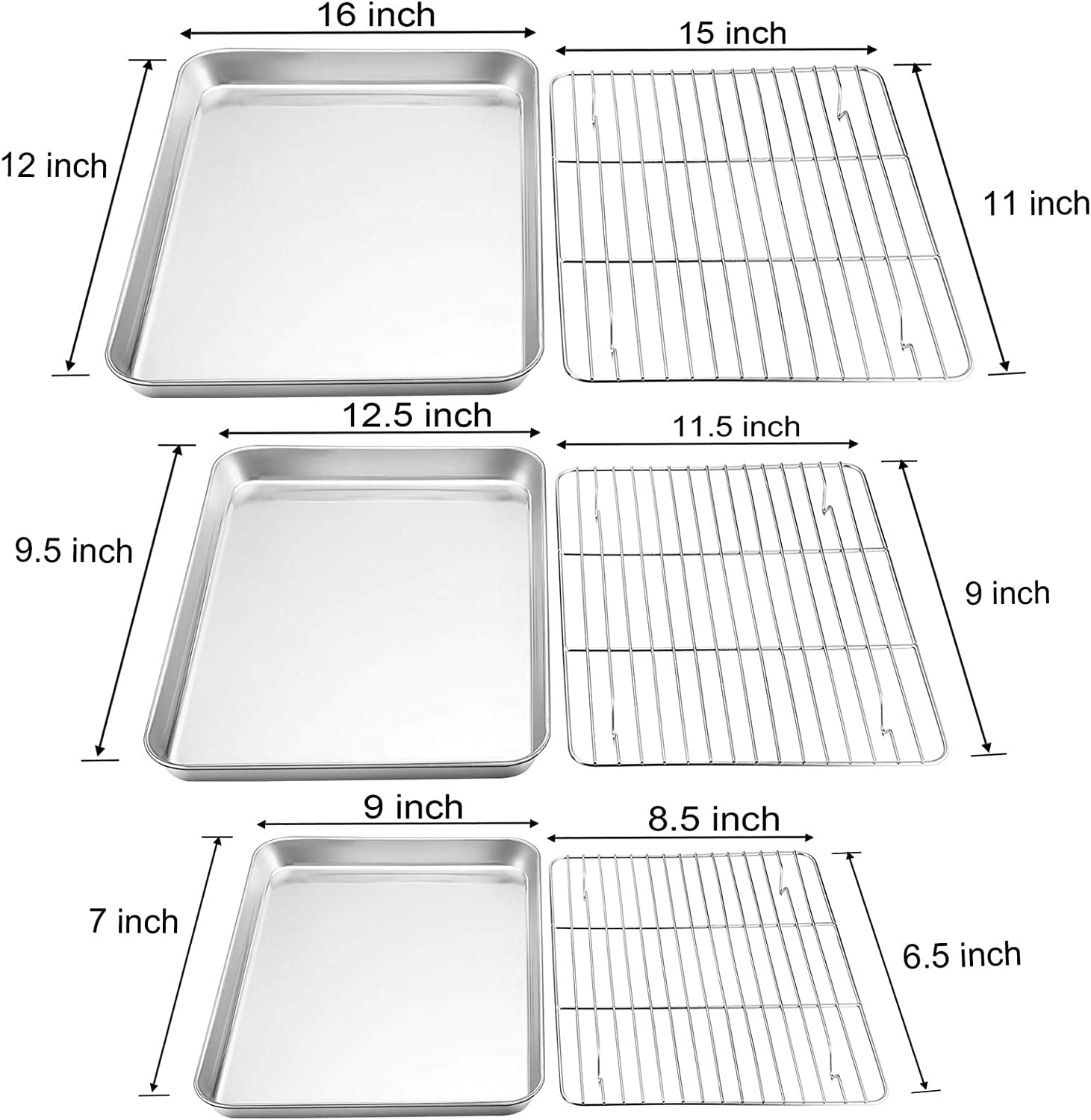 Baking Tray with Rack Set, Stainless Steel Baking Sheet with Cooling Rack 15.7" x 11.8", Easy Clean & Dishwasher Safe, Oven Trays for Bread/ Biscuits/ Meat Cooking Suitable for Thanksgiving,Christmas
