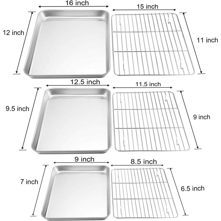 Stainless Steel Baking Sheet with Rack Set, 15.7 x 11.8 Cookie Sheet  Broiling Pan for Oven, Rimmed Metal Tray with Wire Rack for